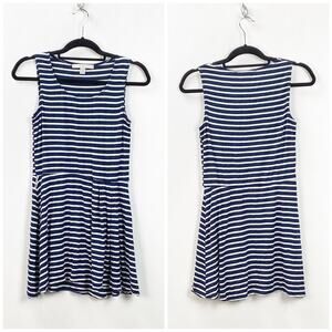 Boston Proper Medium Womens Blue White Striped Sleeveless Dress